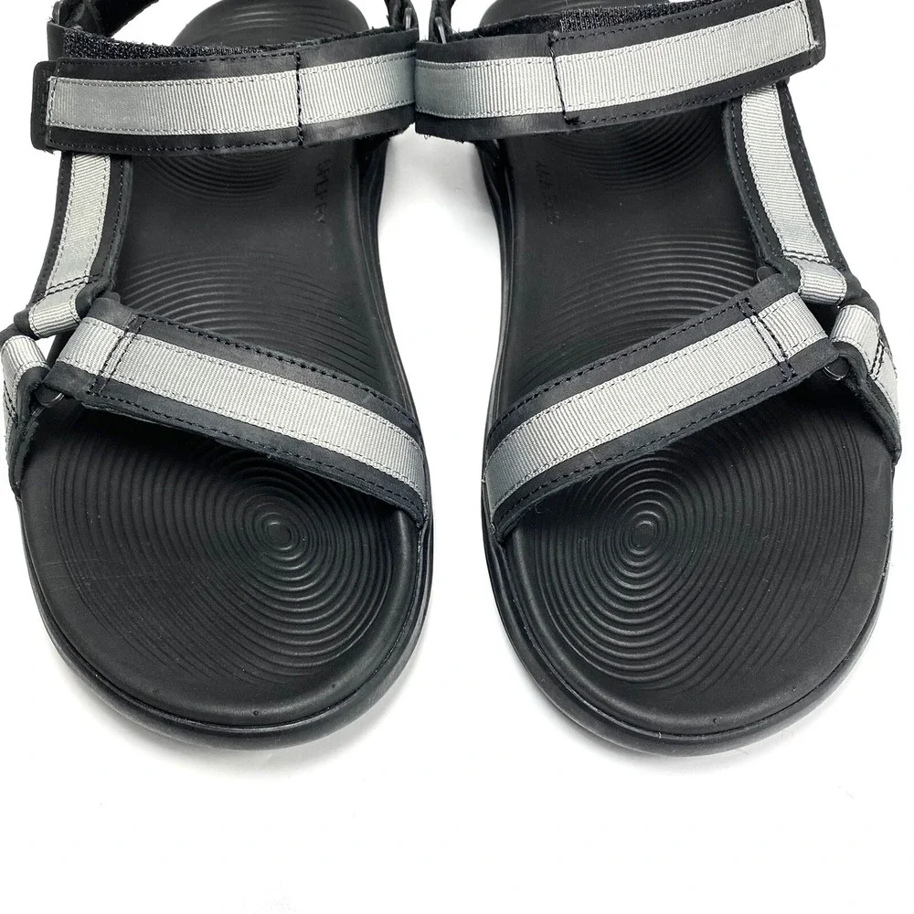 Sperry Regatta Mens Sandals Black/Gray Leather/Canvas Size 10 M NEW